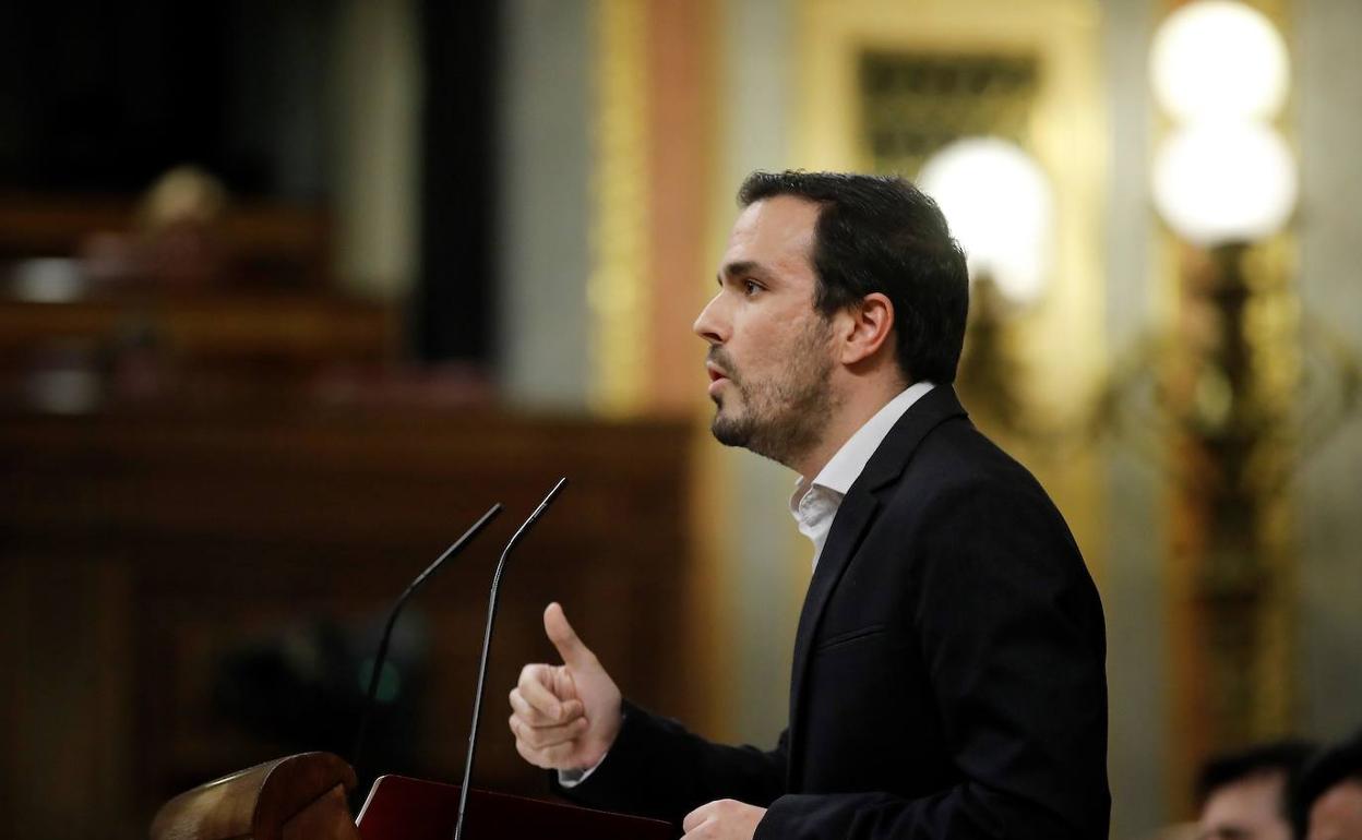 Alberto Garzón, durante el debate de investidura.