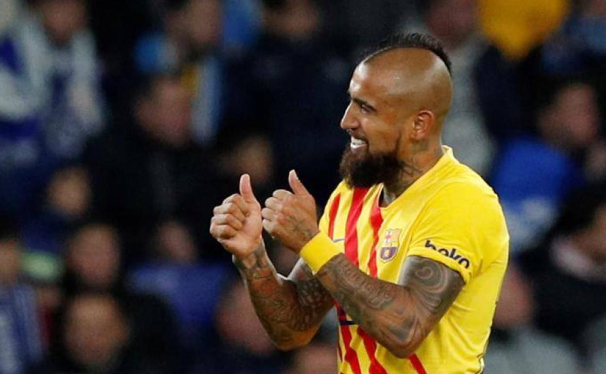 Arturo Vidal durante el encuentro ante el Espanyol.