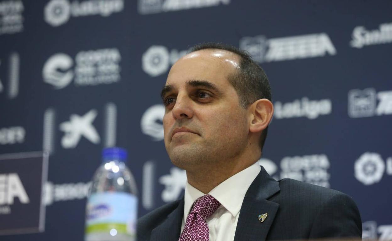 Shaheen, en la sala de prensa de La Rosaleda 