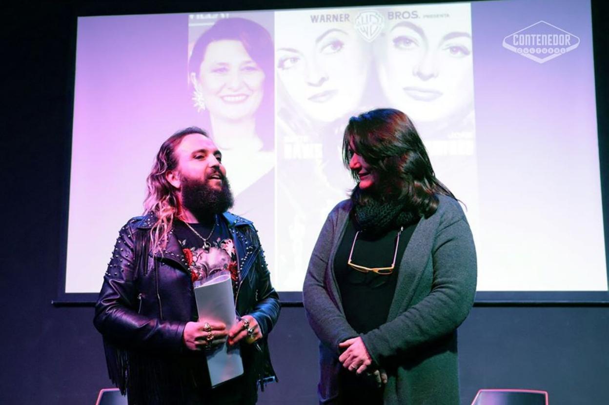 Rafael Robles Rafatal junto a la actriz Adelfa Calvo en la edición pasada de 'Cine en la cabeza'. 