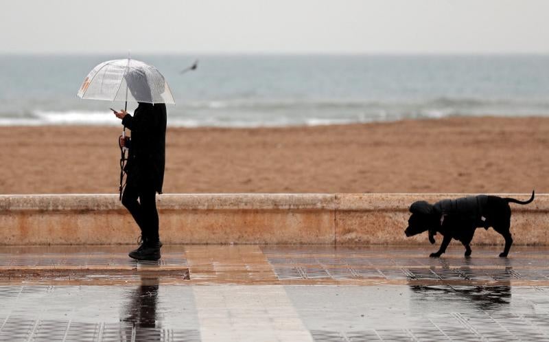 El temporal de lluvia, nieve, viento y olas ha puesto en aviso rojo a la Comunidad Valenciana y las islas Baleares, mientras los avisos naranjas se reparten por una veintena de provincias