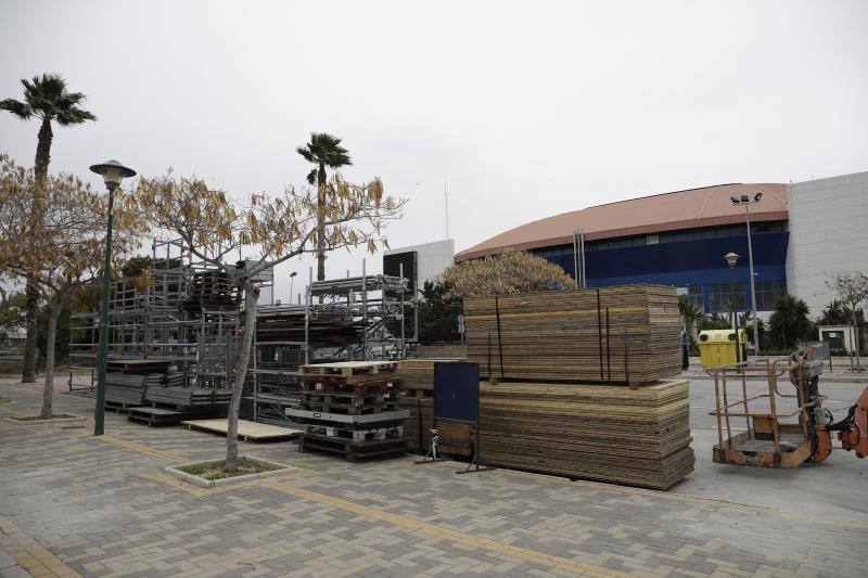 Preparativos para la gala, ayer en el Martín Carpena 