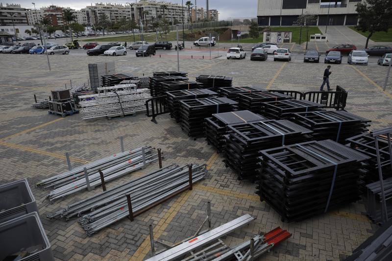 Preparativos para la gala, ayer en el Martín Carpena 