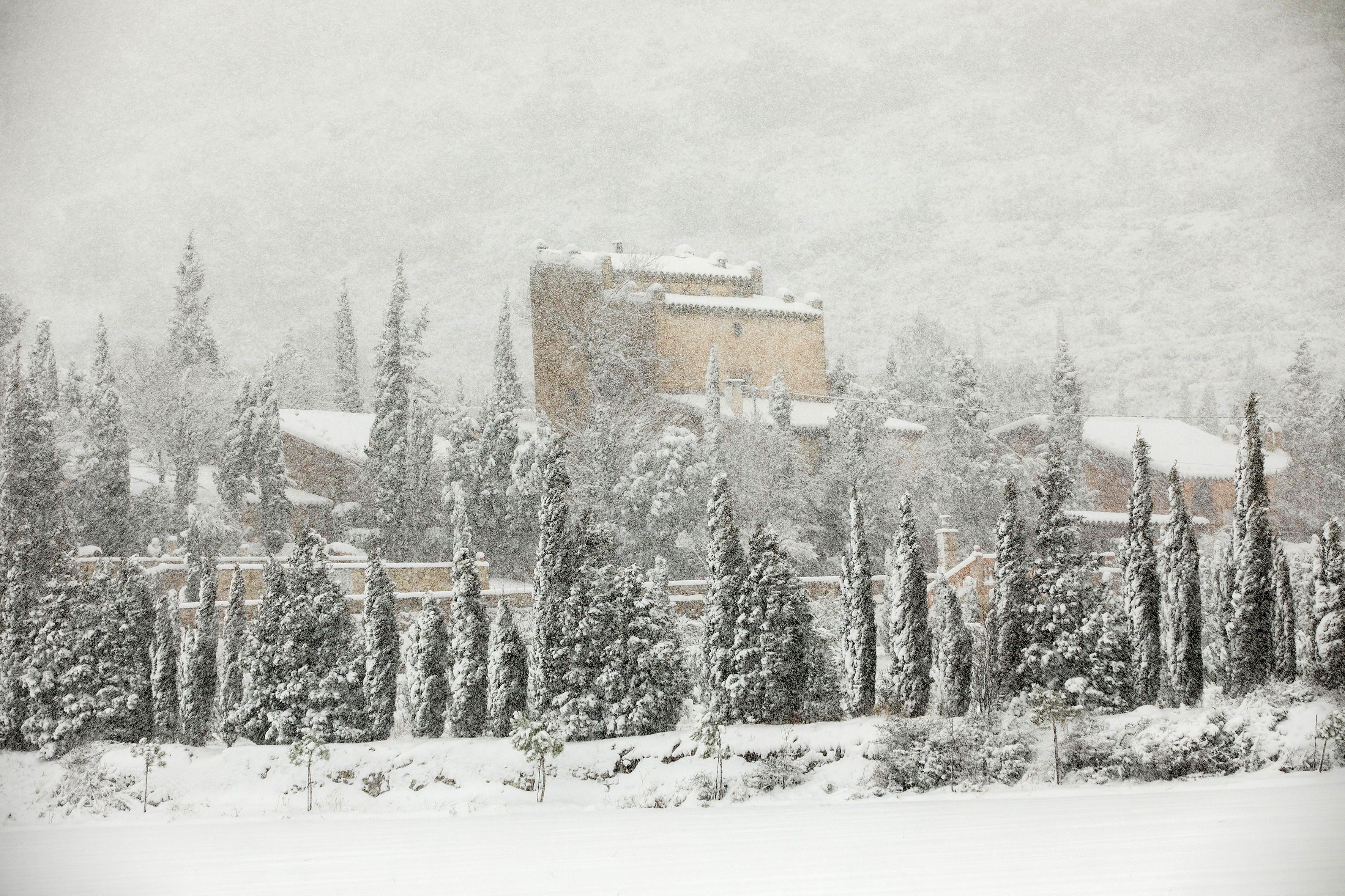 Paisaje nevado en la localidad castellonense de Torre Beltrans