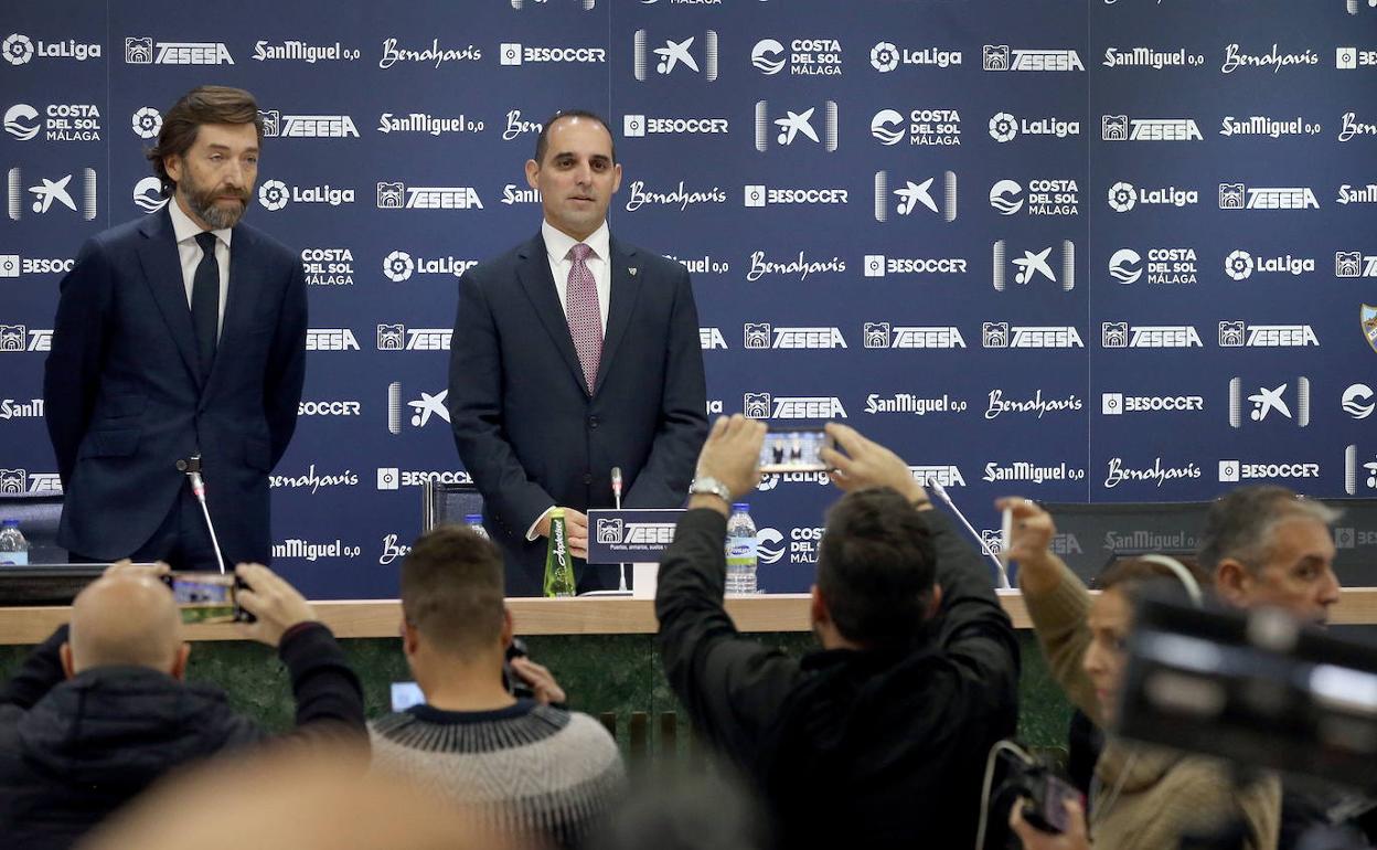 El director general del Málaga, Richard Shaheen, en su última comparecencia. 