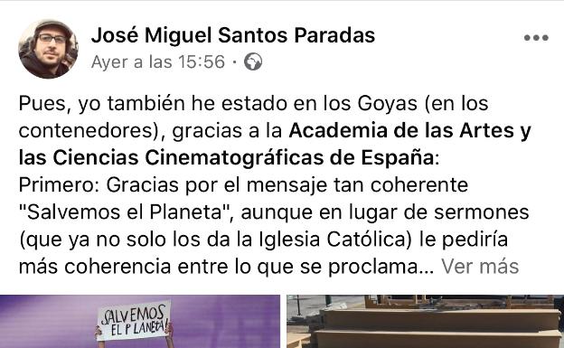 Post de José Miguel Santos que se hiz viral el domingo