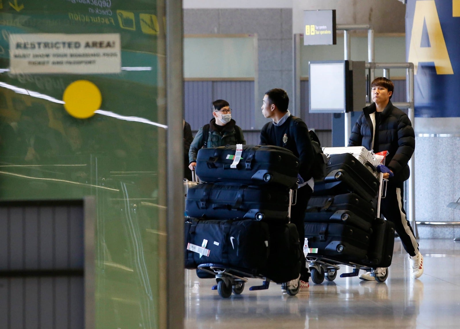 La llegada a Málaga del equipo chino de Wuhan, en imágenes.