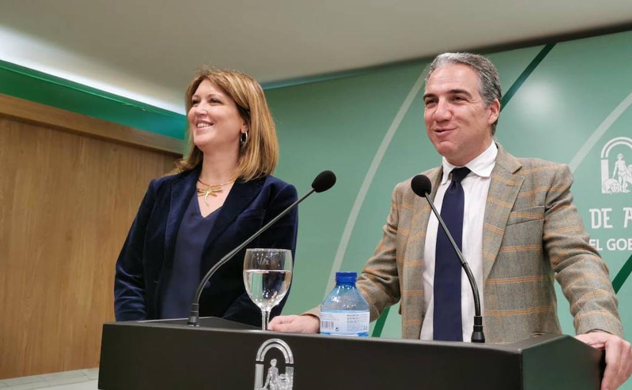 Carmen Casero y Elías Bendodo, esta mañana en la rueda de prensa.