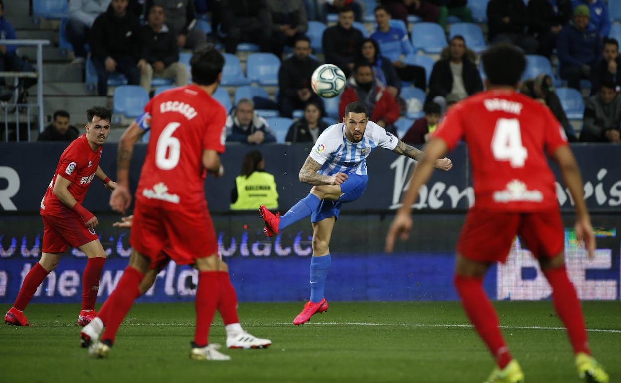 Tete Morente, en su debut con el Málaga ante el Numancia.