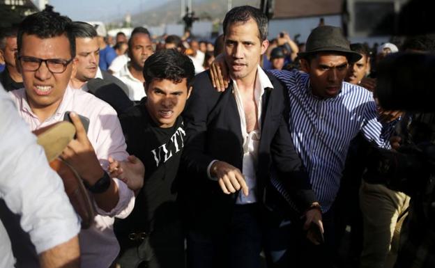 Juan Guaidó a su llegada al aeropuerto de Simon Bolivar 