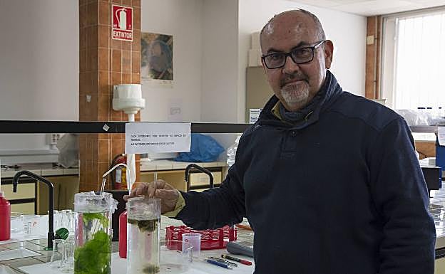 El profesor López Figueroa, en uno de los laboratorios de la Facultad de Ciencias de la Universidad. 