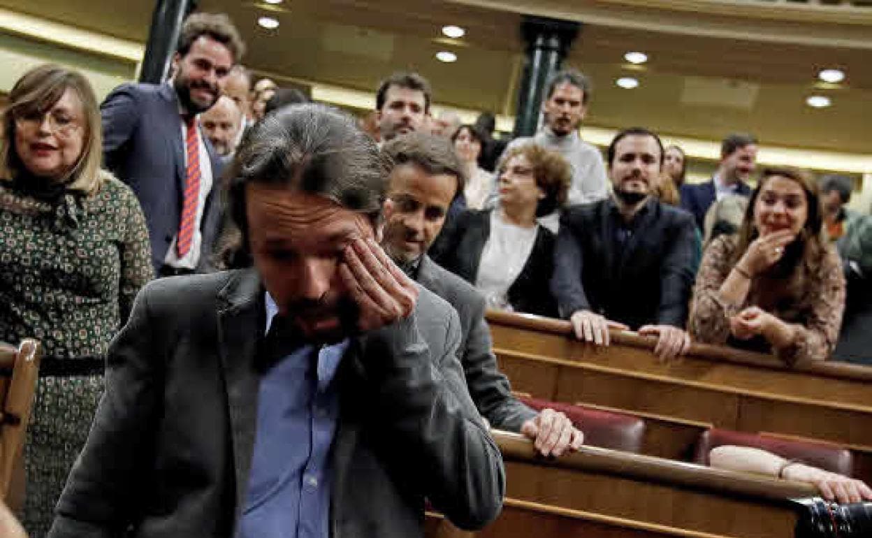 Pablo Iglesias tras haber conseguido Pedro Sánchez la investidura 