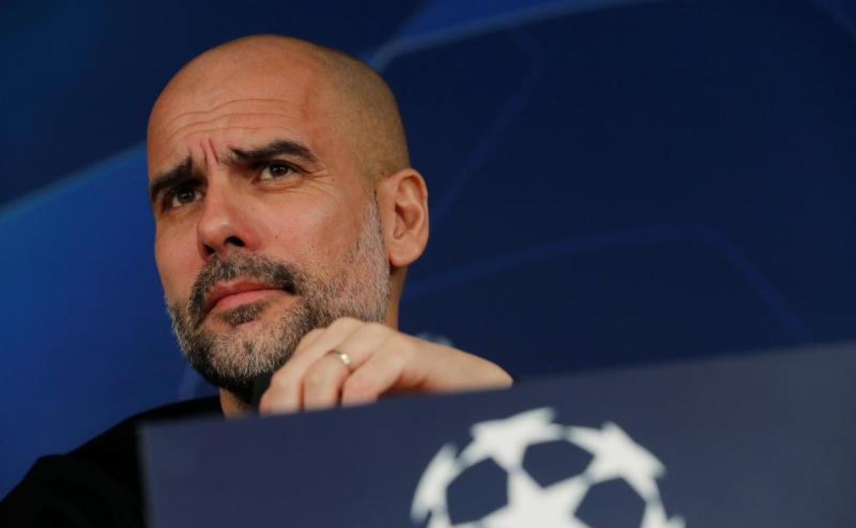 Pep Guardiola, durante la rueda de prensa. 