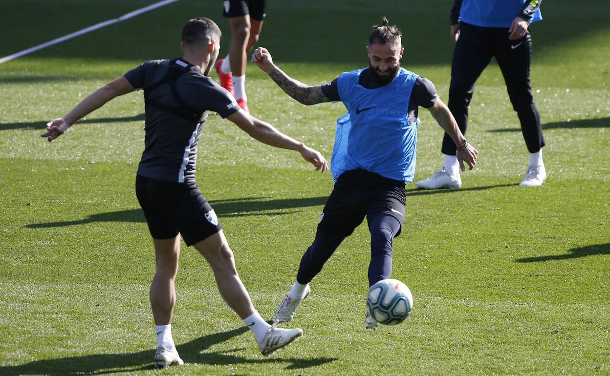 Cifu, en un entrenamiento reciente del Málaga.