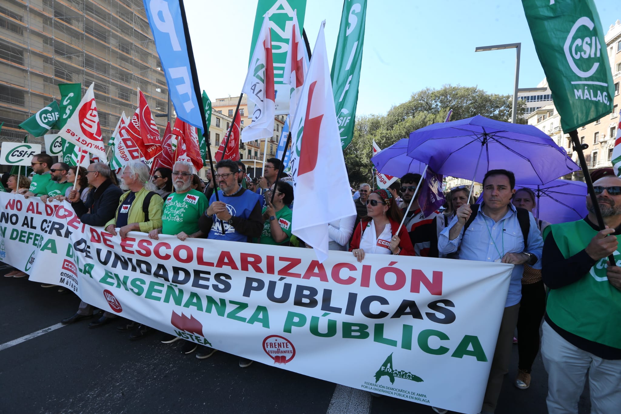 Manifestación en Málaga con motivo de la huelga educativa contra el decreto de escolarización de la Junta de Andalucía