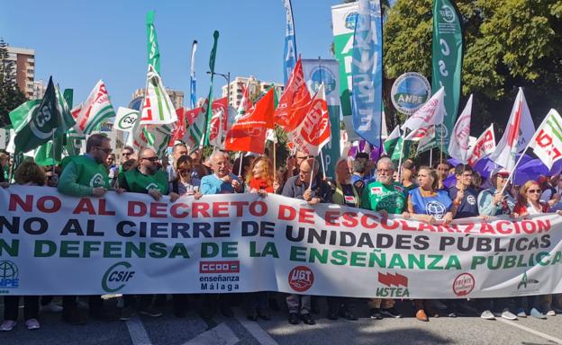 Imagen principal - Imágenes de la manifestación en Málaga.