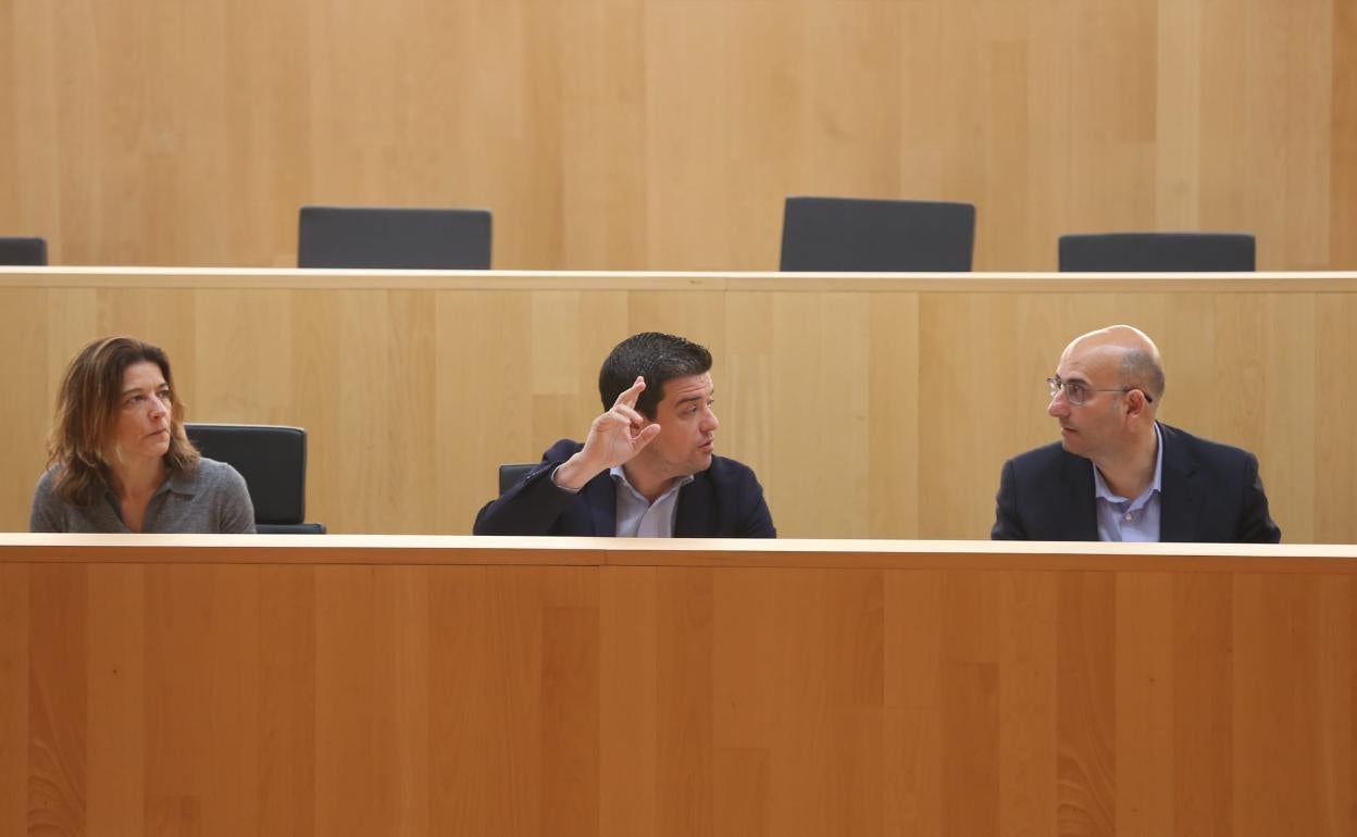 Cristóbal Ortega, en el centro, durante su intervención en el pleno.
