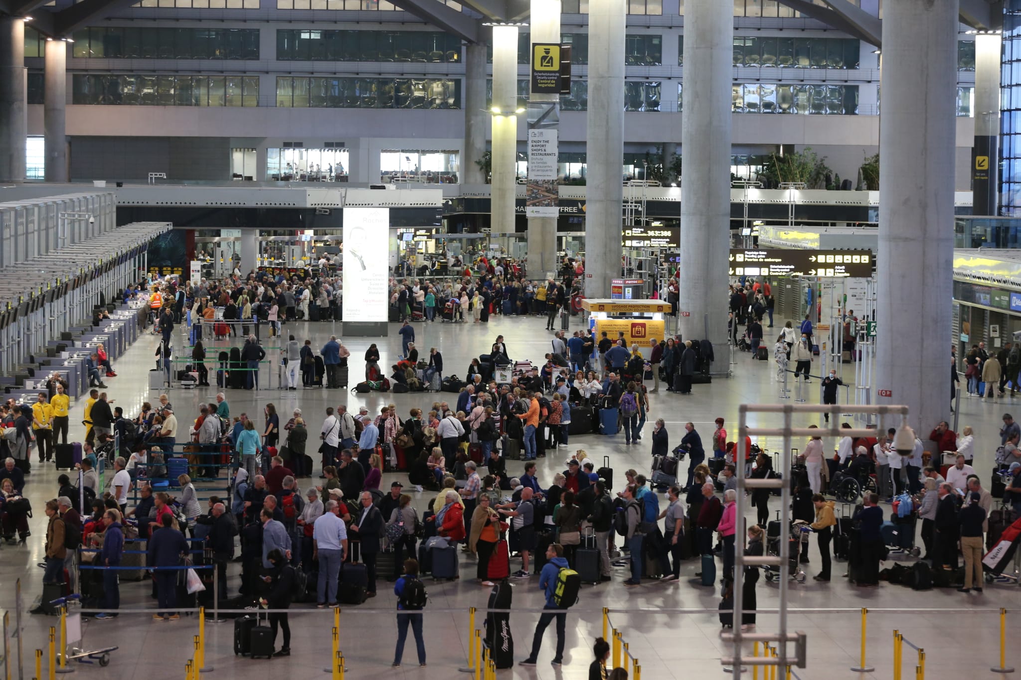 Fotos: Estampida de turistas de los hoteles al aeropuerto de Málaga