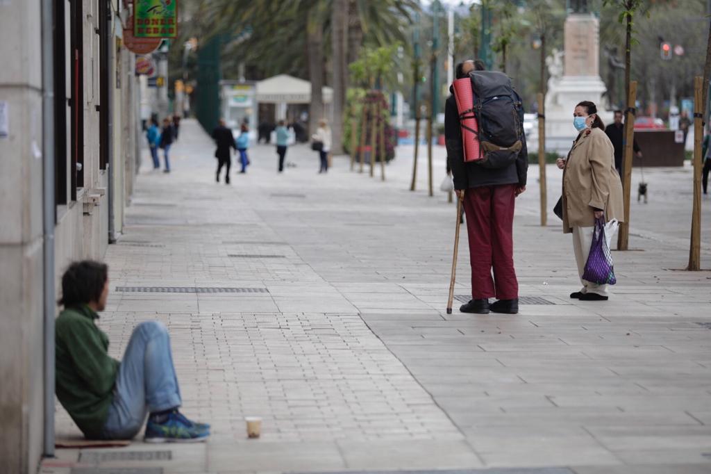 El Centro de Málaga, en el primer día laborable tras la declaración del estado de alarma.