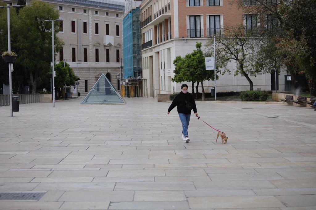 El Centro de Málaga, en el primer día laborable tras la declaración del estado de alarma.