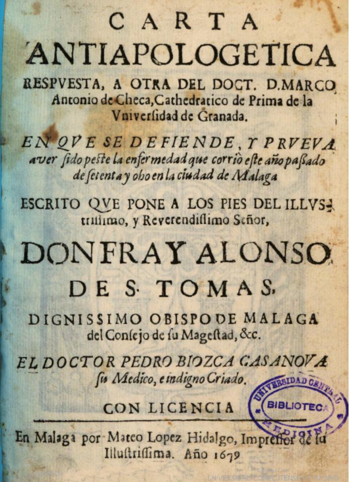 Informe médico sobre la epidemia de 1678. 