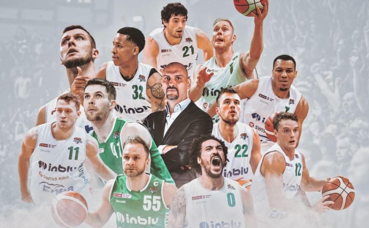 Imagen de la plantilla del Zielona Gora con Tabak en el centro. 