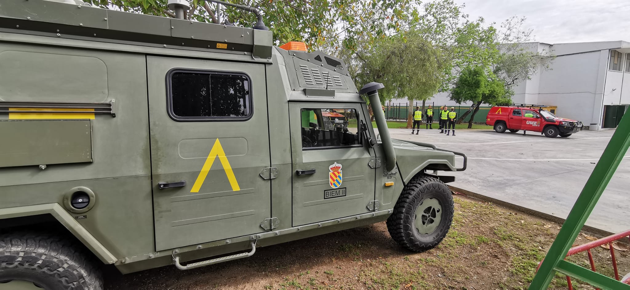 La UME, en la Ciudad Deportiva de Carranque que se va a convertir en un gran hospital para albergar un hospital de campaña.