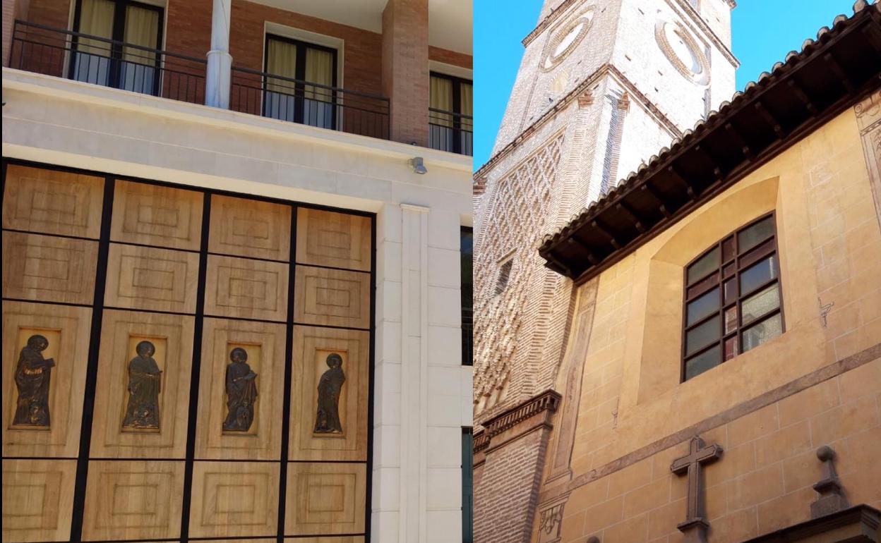 Fachada de la casa hermandad y de la parroquia de Santiago.