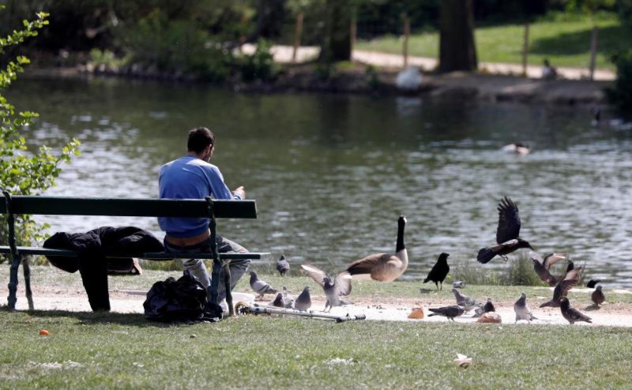 Un hombre en un parque de París 