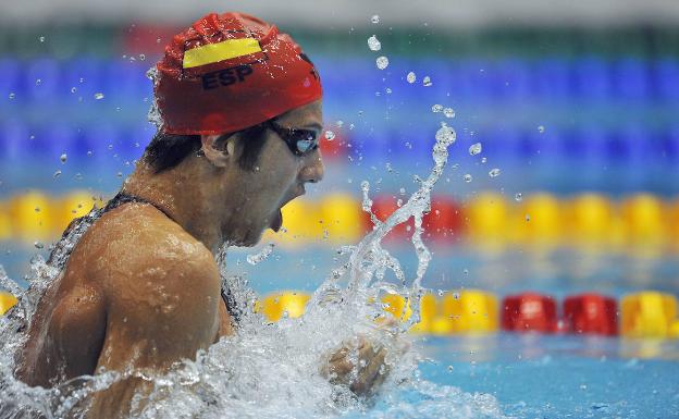 Melquiades Álvarez, el día de su plusmarca europea en 200 braza en piscina corta en la Copa del Mundo de Berlín de 2009. 