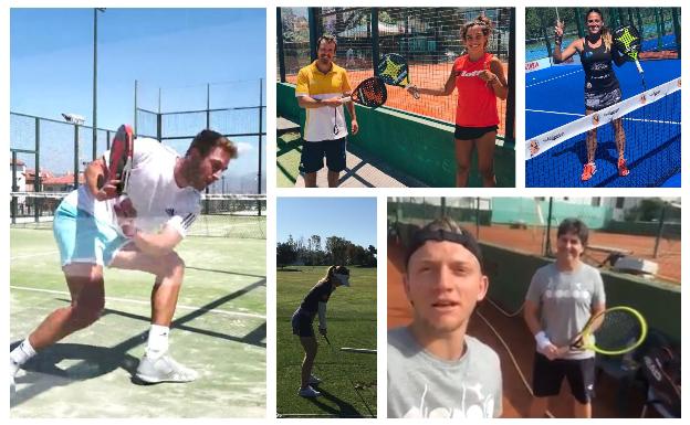 Álex Ruiz, en Capellanía (Alhaurín de la Torre); Bea González, en el Club SportMiraflores junto al dueño de las instalaciones Mario Gutiérrez; Mari Carmen Villalba, en el Club de Tenis de Estepona; Noemí Jiménez, en el campo de golf Guadalmina (Marbella) y Alejandro Davidovich, con su entrenador Jorge Aquirre. 