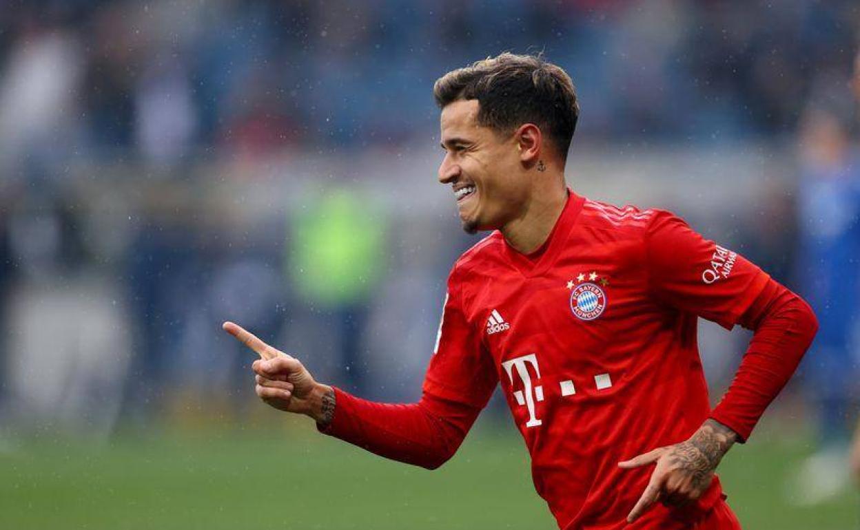 Coutinho, celebrando un gol con el Bayern. 