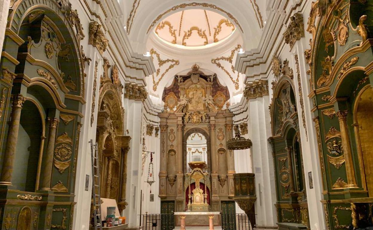 Interior del templo tras los trabajos de restauración realizados. 