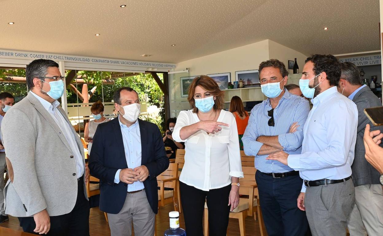 Josele González, José Luis Ruiz Espejo, Susana Díaz, José Ortiz y Dani Pérez, ayer en Mijas.