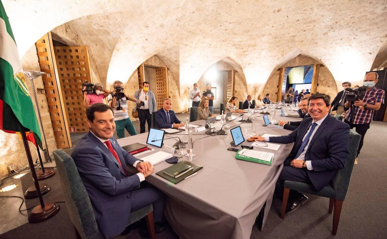Moreno, durante el Consejo de Gobierno en La Alhambra. 
