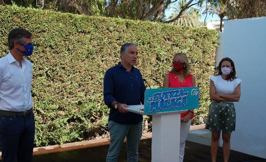 Elías Bendodo en el acto del PP en Marbella. 