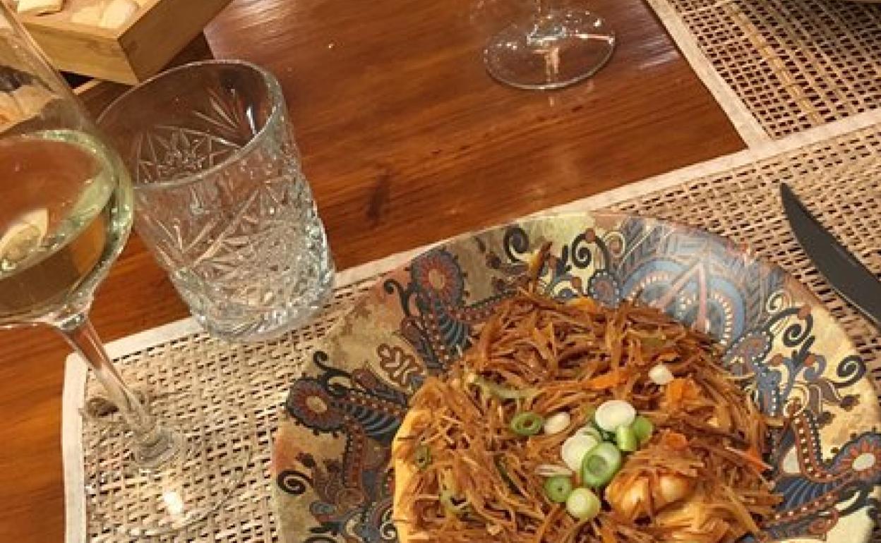 Vista de los fideos tostados de Parque Litoral. 