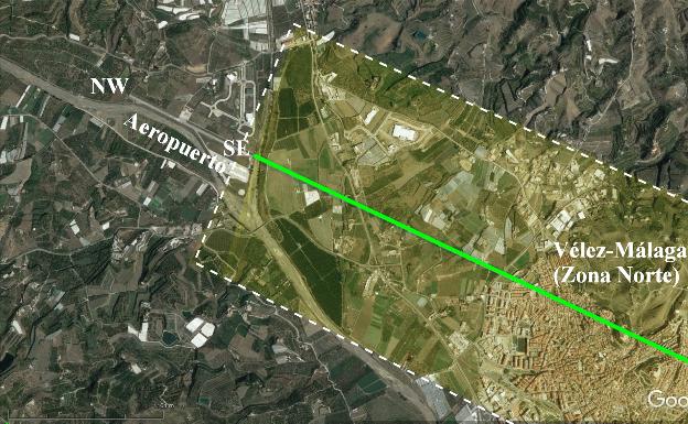 Mapa de la zona afectada por el aeródromo veleño. 