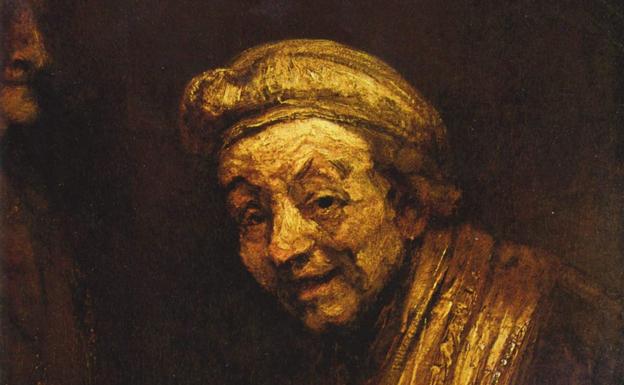 Detalle del autorretrato de Rembrandt 'como Zeuxis riéndose'.