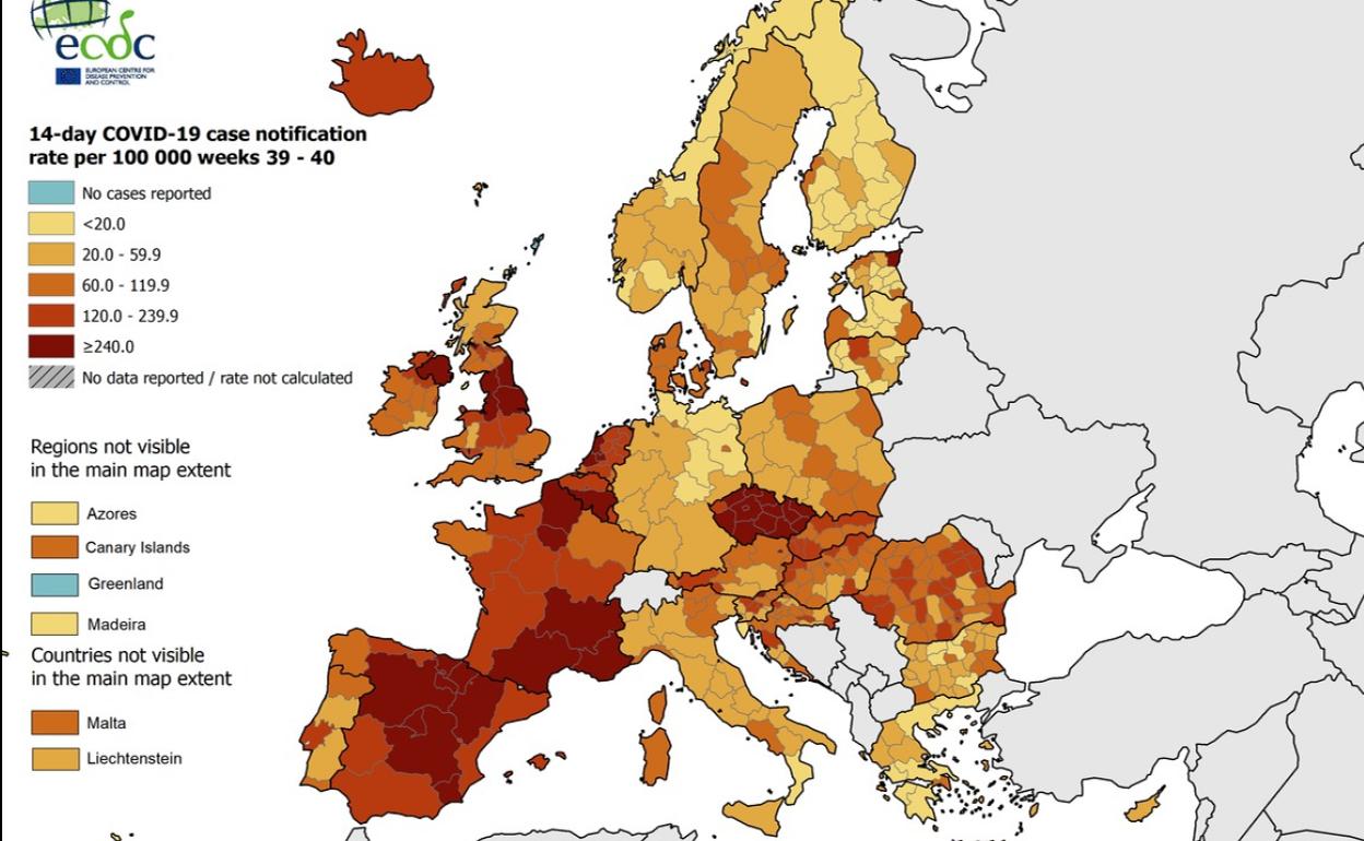 Coronavirus Andalucía: la región, en «riesgo naranja» según el 'semáforo' de la UE