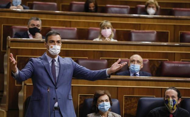 Pedro Sánchez, ayer en el Congreso. 