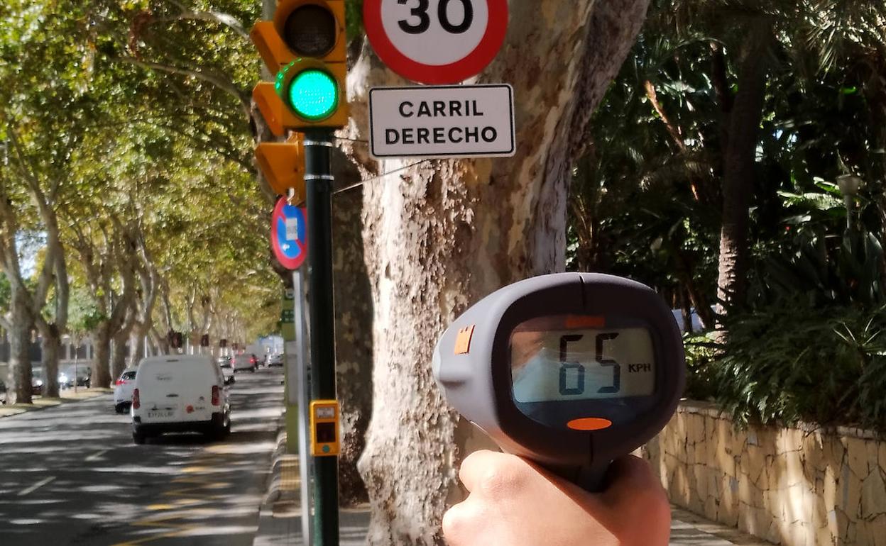 Detalle de la velocidad en el paseo de los Curas. 