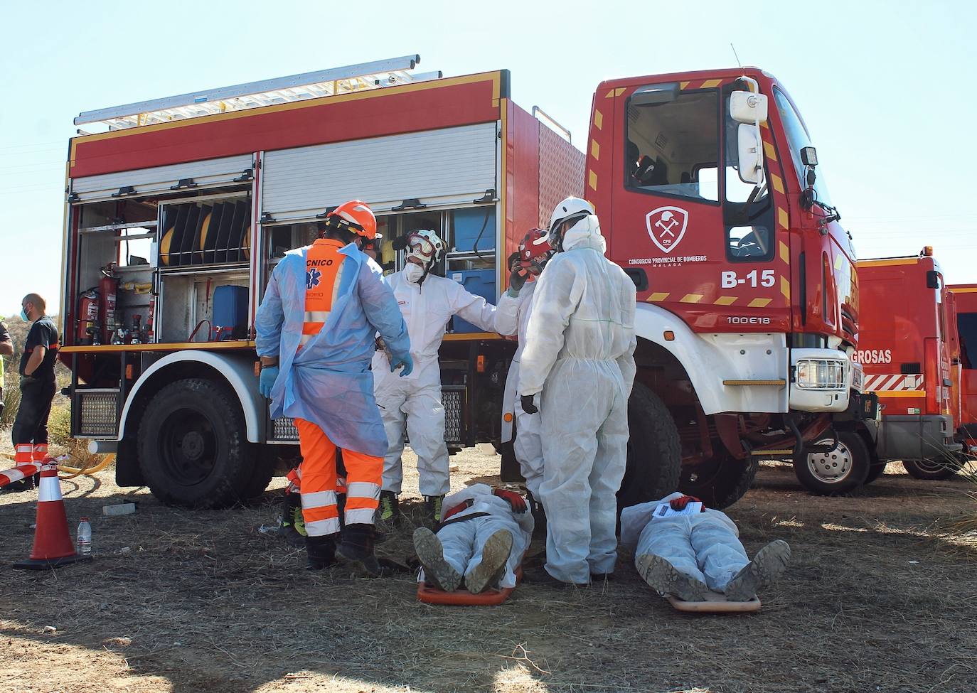 Han participado la Policía Local y Bomberos de Málaga, SUMMA, Cruz Roja y los alumnos del máster de Counseling e Intervención en Urgencias y Catástrofes 