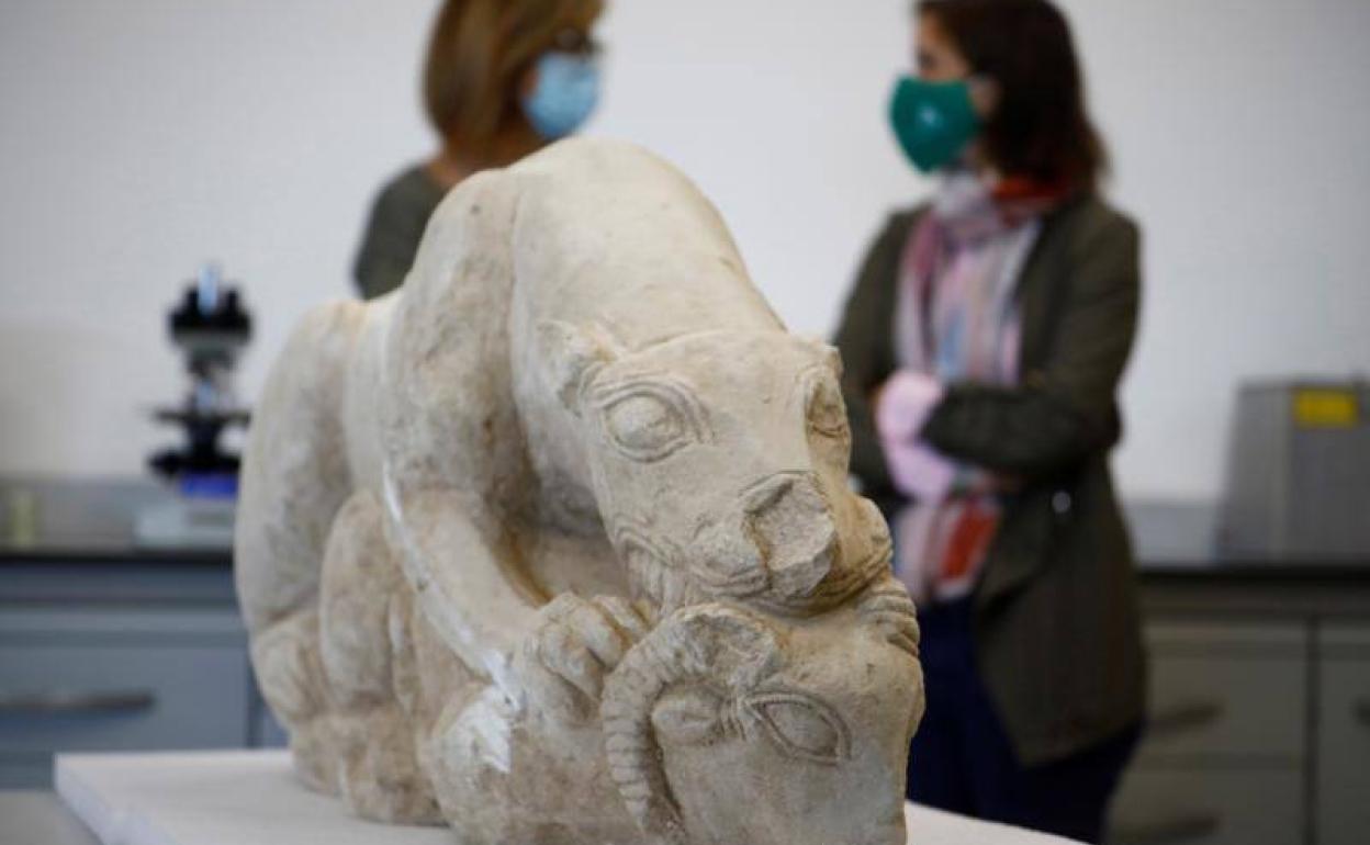 Presentan en el Arqueológico de Córdoba una escultura zoomorfa íbera de 166 kilos hallada en La Rambla
