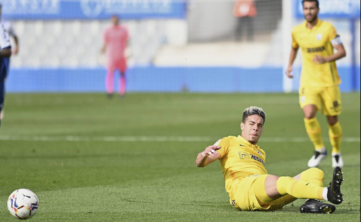 Mejías, en su último partido con el Málaga, que fue ante el Sabadell.