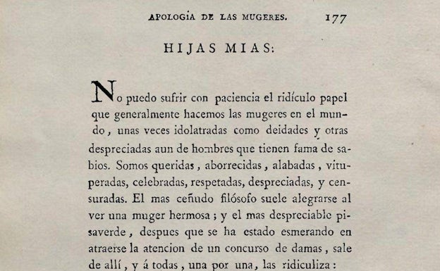 Extracto de 'Apología de las mujeres' de Inés Joyes y Blake.