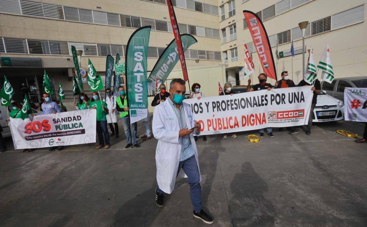 Una de las protestas sindicales contra la orden de Salud. 