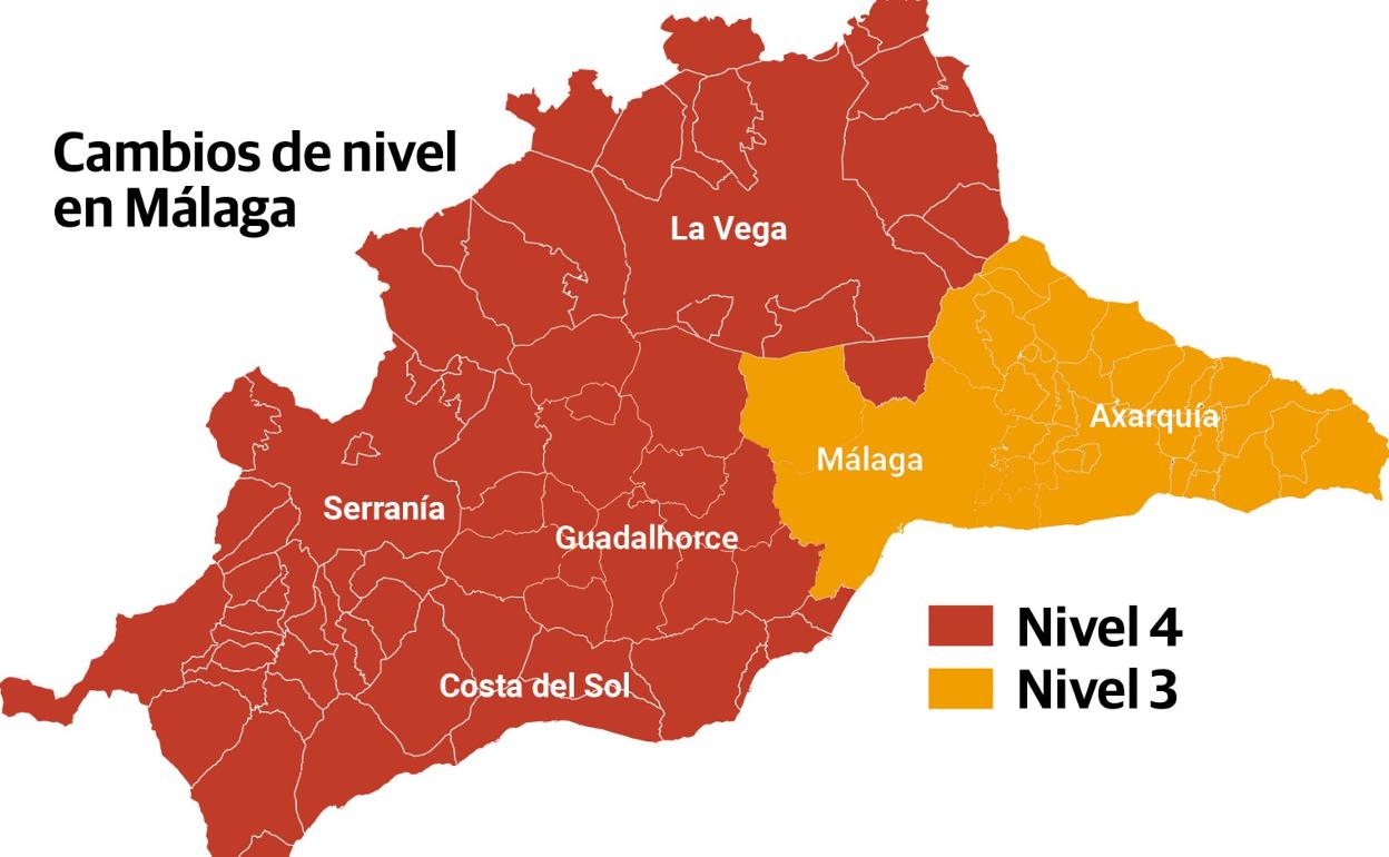 Niveles del coronavirus en Málaga: La Axarquía mejora y Guadalhorce empeora