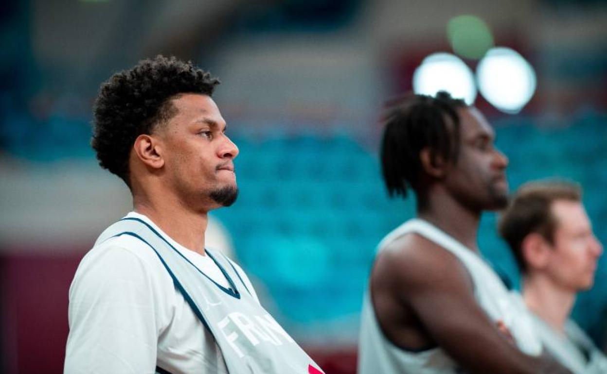 Axel Toupane, durante un entrenamiento con la selección de Francia. 