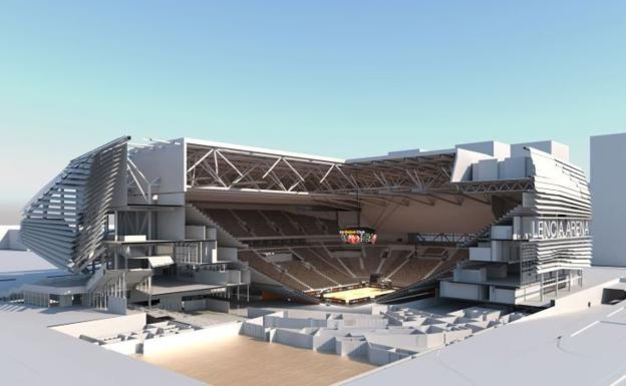 Imagen de cómo será el nuevo pabellón del Valencia Basket.